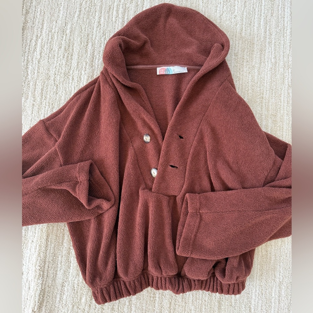 FP Beach chocolate brown button up